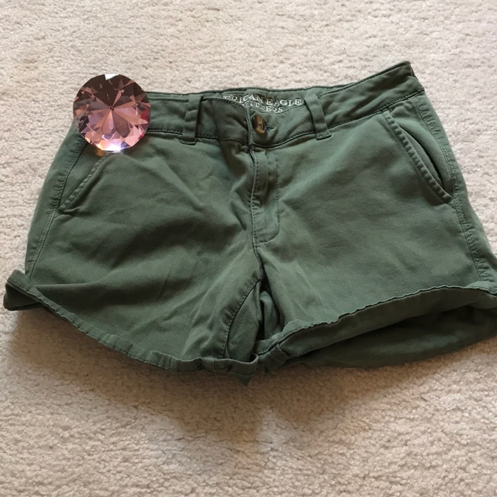 Green Midi Shorts - Picture 1 of 4